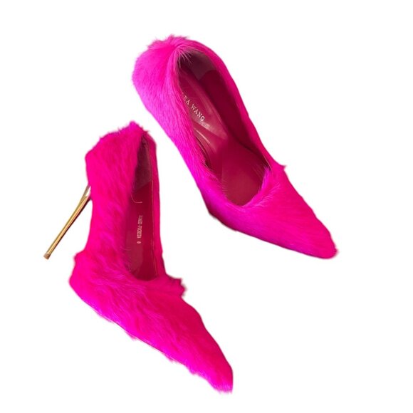 AZALEA WANG Romee Fuchsia Pony Hair Pump Pink Heel SZ 8 - Picture 3 of 10